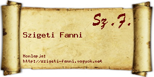 Szigeti Fanni névjegykártya